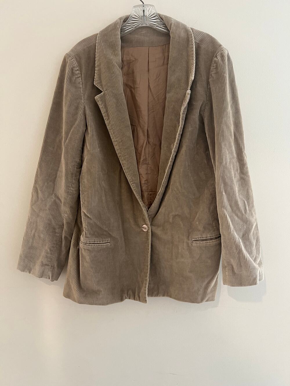 Vintage Kensington Square Thick Corduroy Blazer Jacket Tan Medium JL